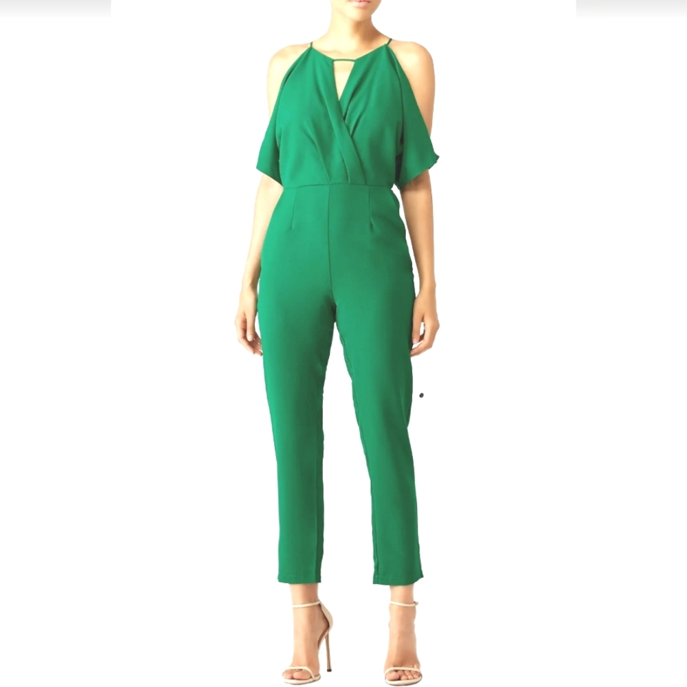 Adelyn Rae Green Kimono Sleeve Jumpsuit